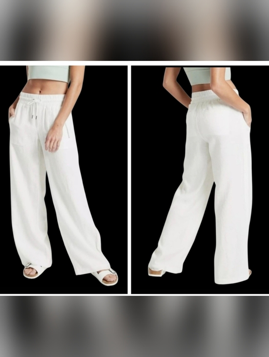 Athleta Pants - Athleta Cabo Linen Wide Leg Pull-On White Comfy Pants Style 447244  Women Size 6